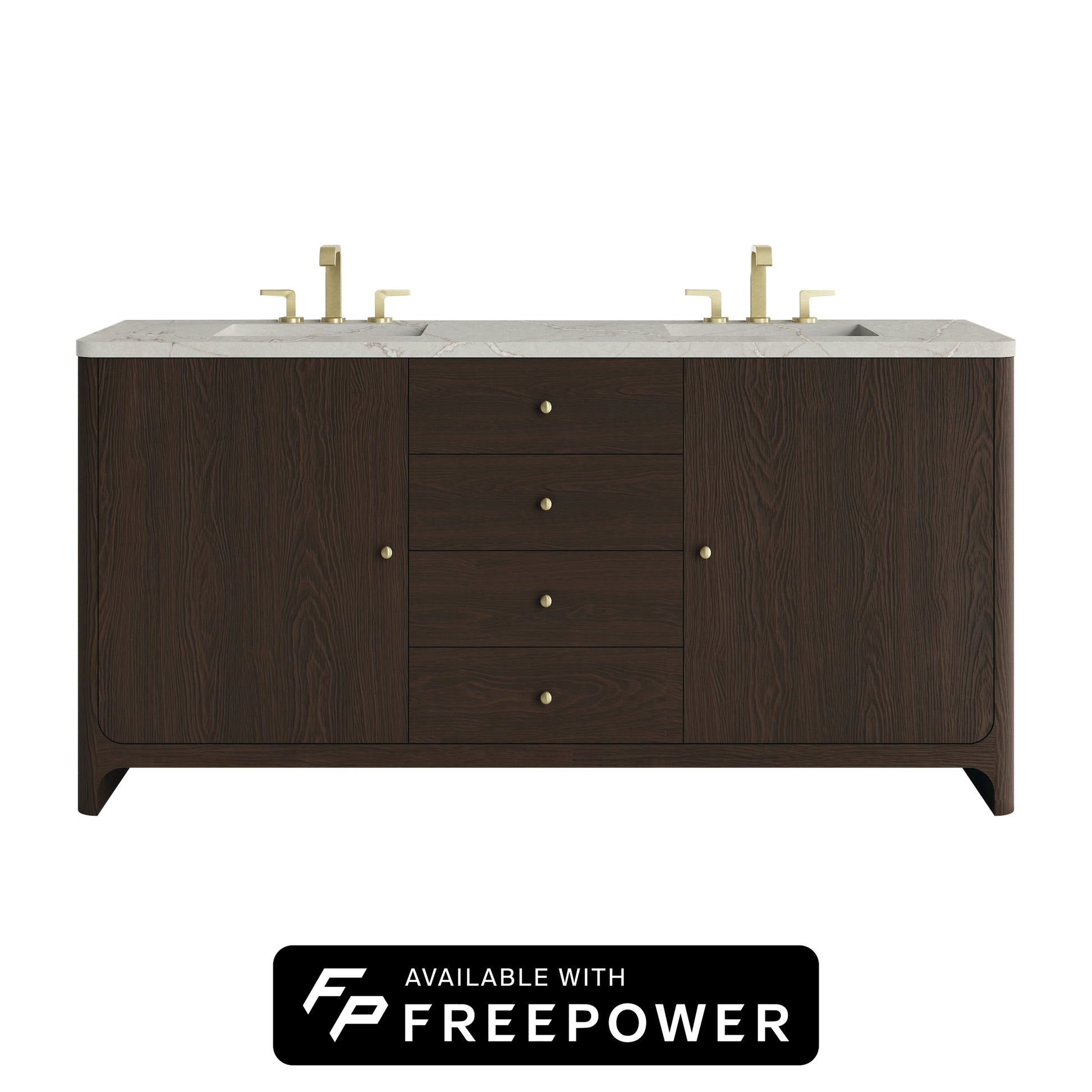 James Martin Vanities Gracyn 72" Sable Double Vanity With 3cm Victorian Silver Silestone Top With FreePower Wireless Charger