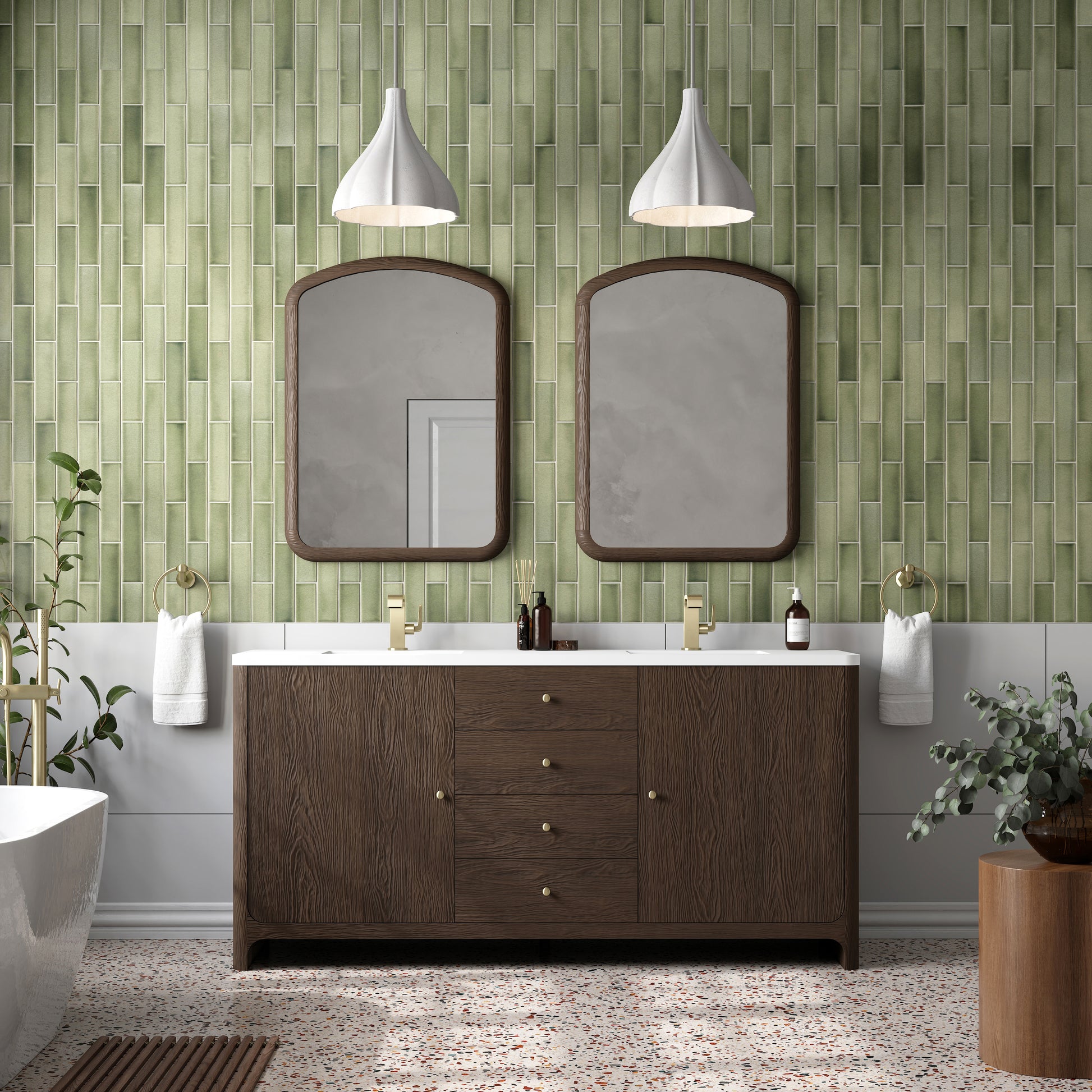 James Martin Vanities Gracyn 72" Sable Double Vanity With 3cm White Zeus Quartz Top