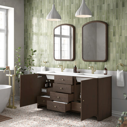 James Martin Vanities Gracyn 72" Sable Double Vanity With 3cm White Zeus Quartz Top