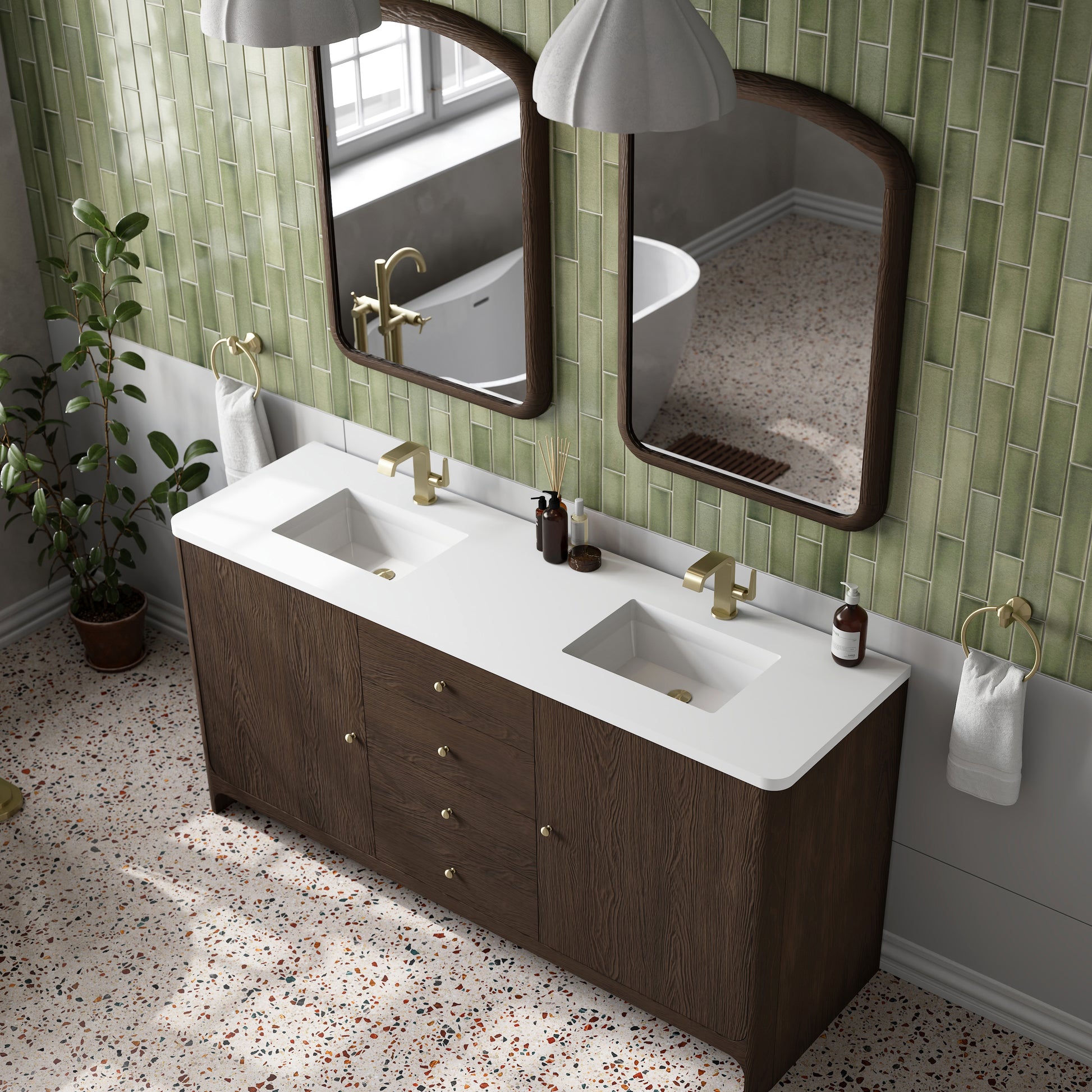 James Martin Vanities Gracyn 72" Sable Double Vanity With 3cm White Zeus Quartz Top