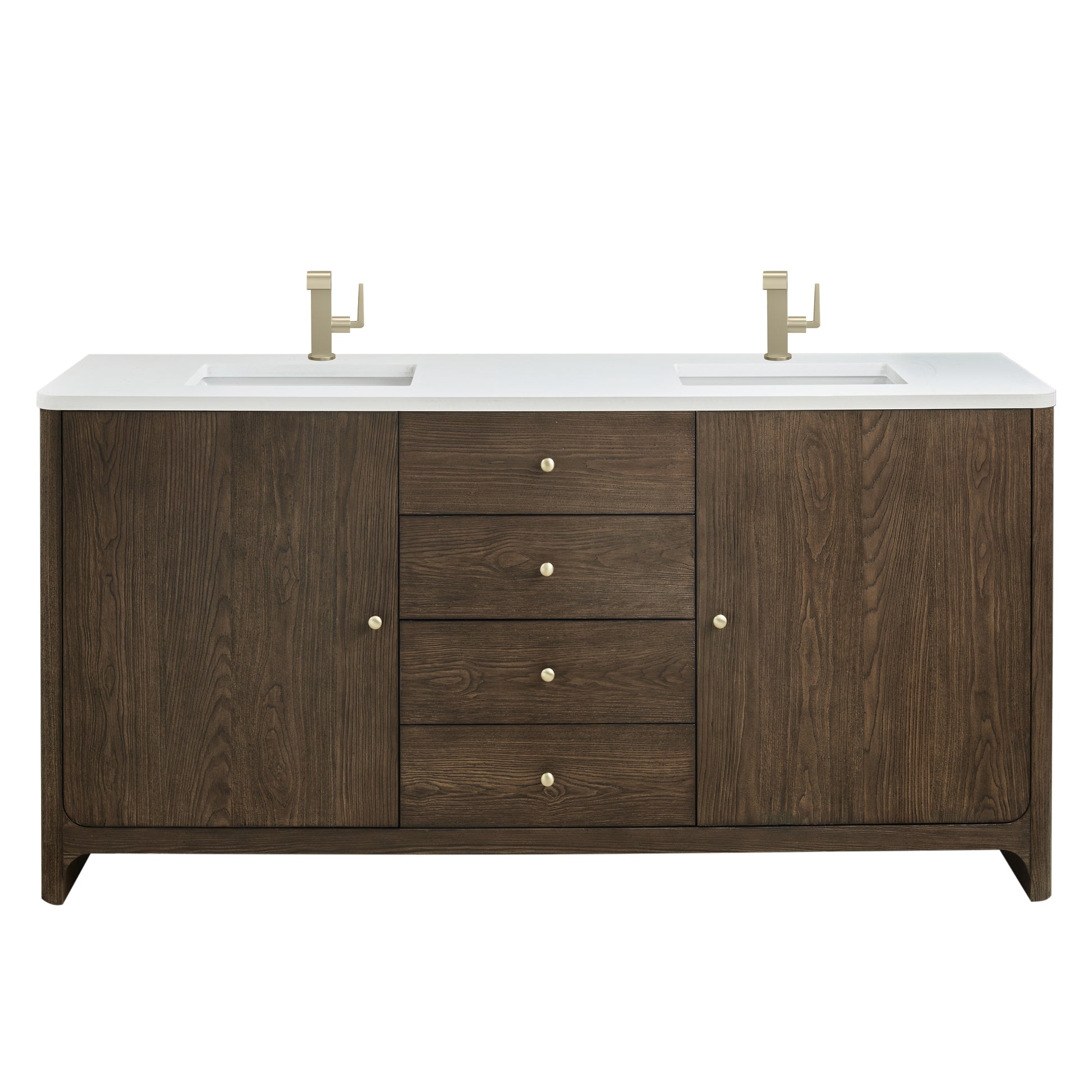 James Martin Vanities Gracyn 72" Sable Double Vanity With 3cm White Zeus Quartz Top
