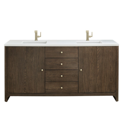 James Martin Vanities Gracyn 72" Sable Double Vanity With 3cm White Zeus Quartz Top