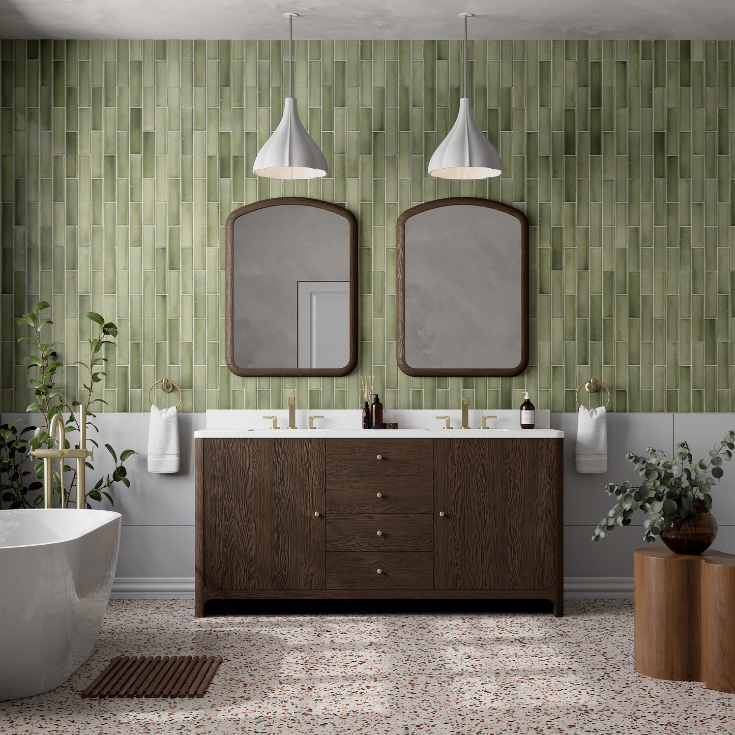 James Martin Vanities Gracyn 72" Sable Double Vanity With 3cm White Zeus Quartz Widespread Top