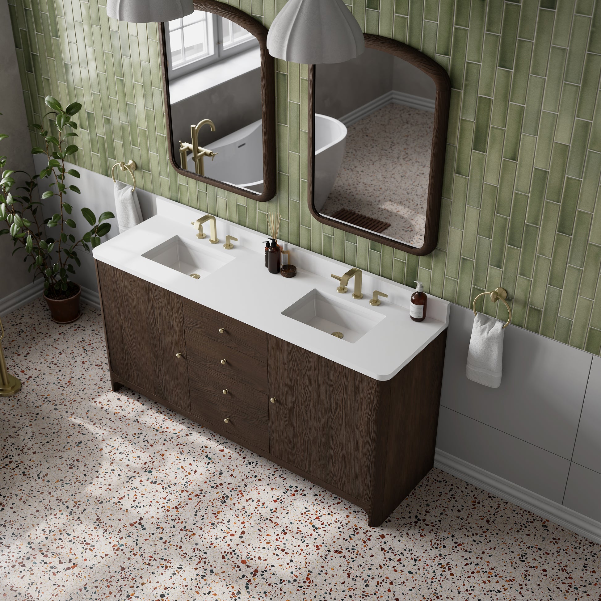James Martin Vanities Gracyn 72" Sable Double Vanity With 3cm White Zeus Quartz Widespread Top