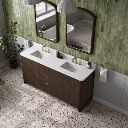 James Martin Vanities Gracyn 72" Sable Double Vanity With 3cm White Zeus Quartz Widespread Top
