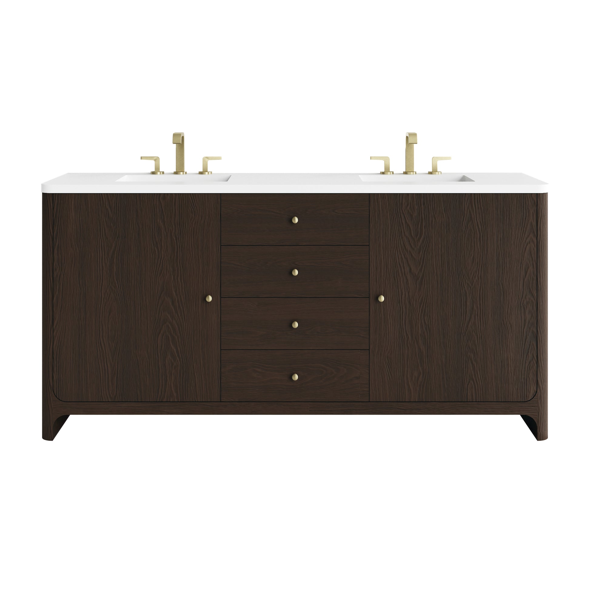 James Martin Vanities Gracyn 72" Sable Double Vanity With 3cm White Zeus Quartz Widespread Top
