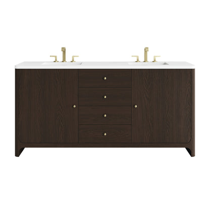 James Martin Vanities Gracyn 72" Sable Double Vanity With 3cm White Zeus Quartz Widespread Top