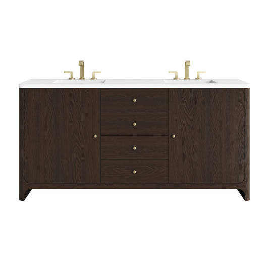 James Martin Vanities Gracyn 72" Sable Double Vanity With 3cm White Zeus Quartz Widespread Top