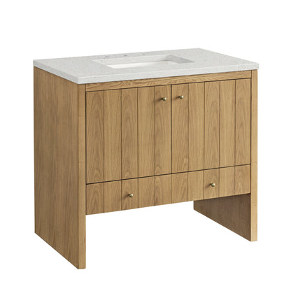 James Martin Vanities Hudson 36" Light Natural Oak Single Vanity With 3 cm Lime Delight Top