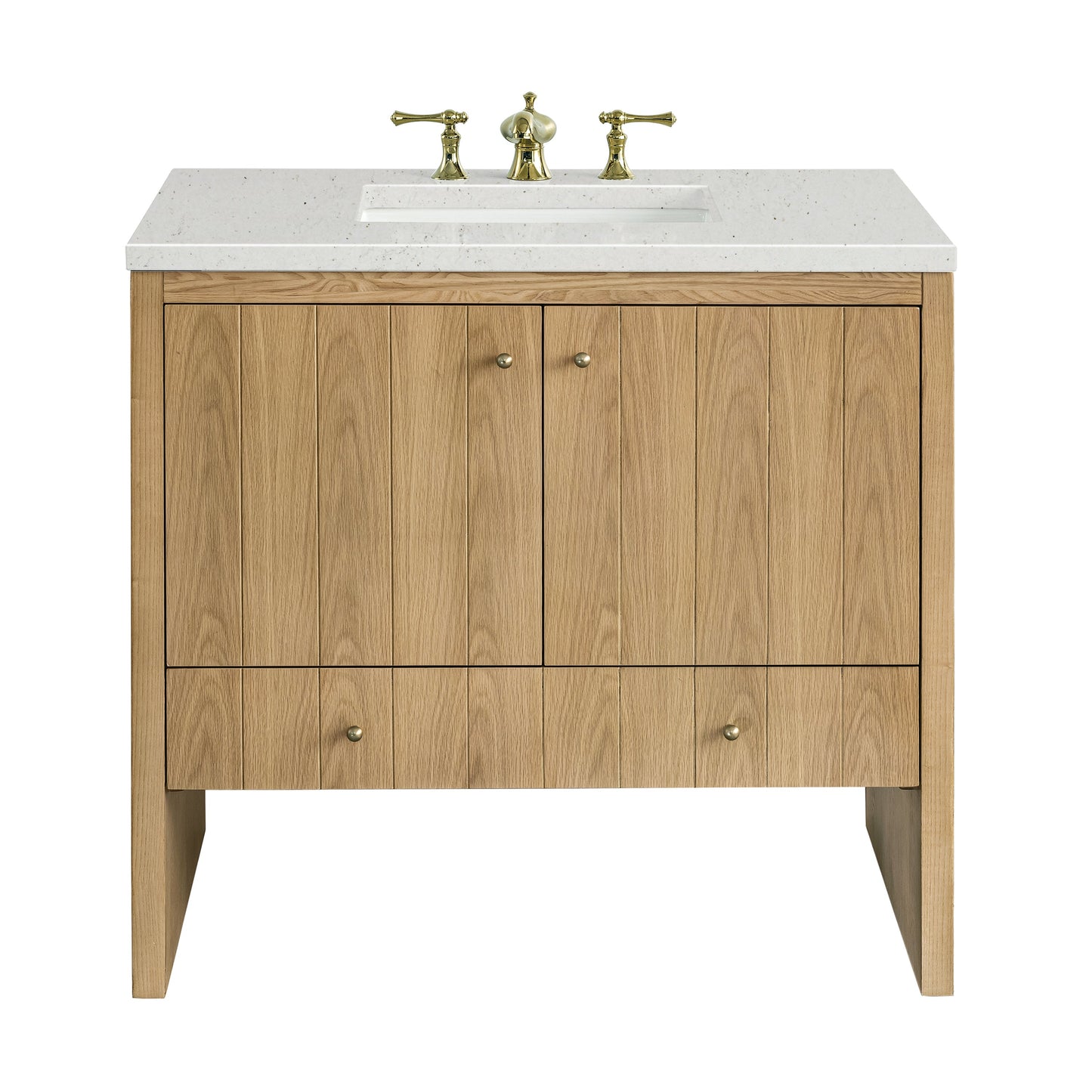 James Martin Vanities Hudson 36" Light Natural Oak Single Vanity With 3 cm Lime Delight Top