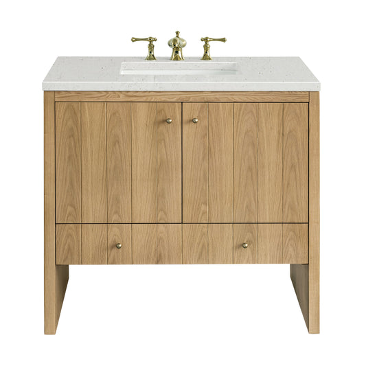 James Martin Vanities Hudson 36" Light Natural Oak Single Vanity With 3 cm Lime Delight Top