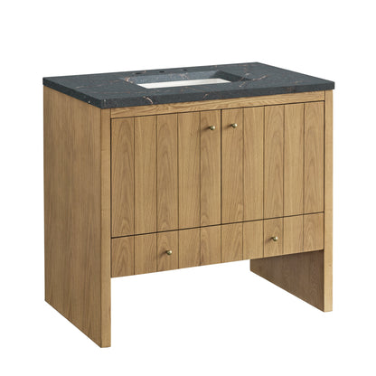 James Martin Vanities Hudson 36" Light Natural Oak Single Vanity With 3 cm Parisien Bleu Top