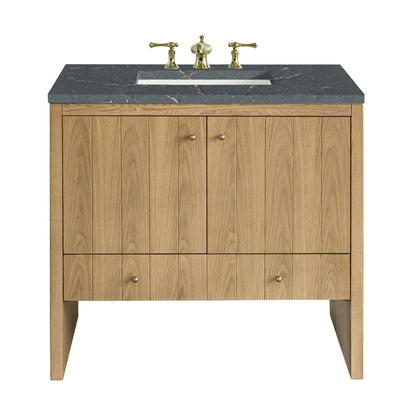 James Martin Vanities Hudson 36" Light Natural Oak Single Vanity With 3 cm Parisien Bleu Top