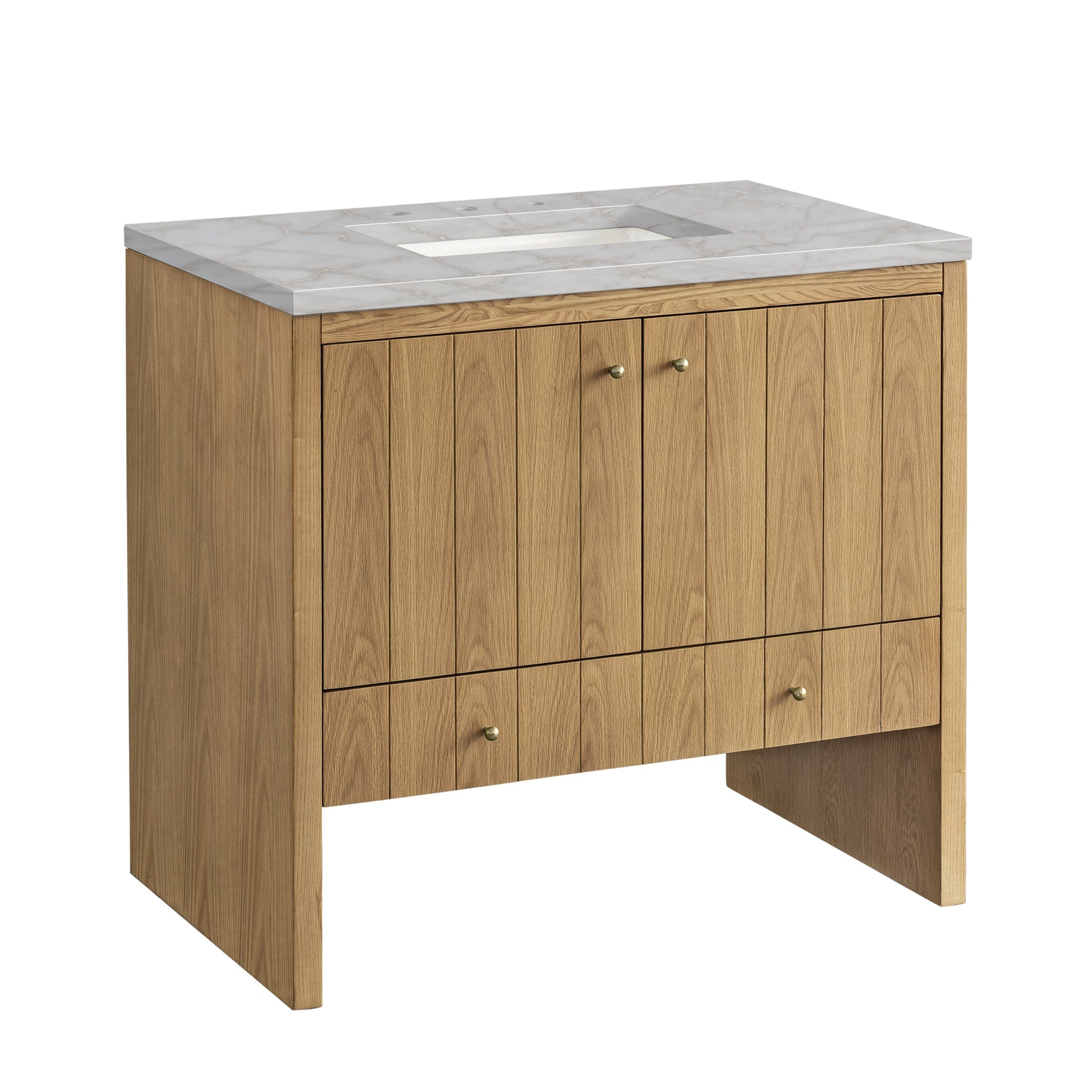 James Martin Vanities Hudson 36" Light Natural Oak Single Vanity With 3 cm Victorian Silver Top