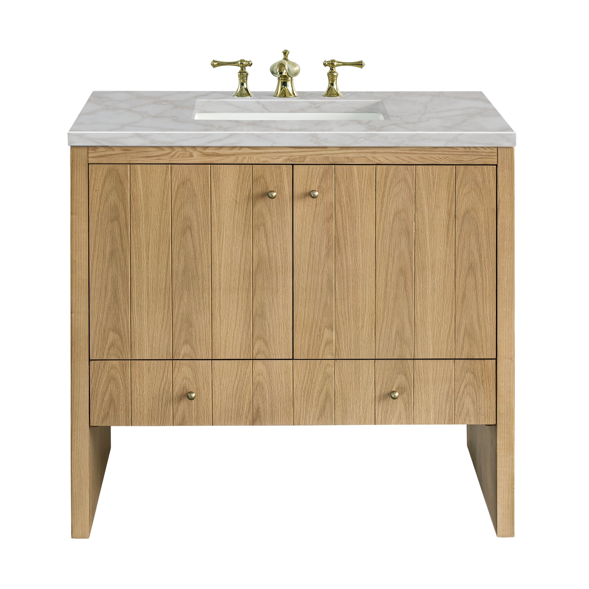 James Martin Vanities Hudson 36" Light Natural Oak Single Vanity With 3 cm Victorian Silver Top