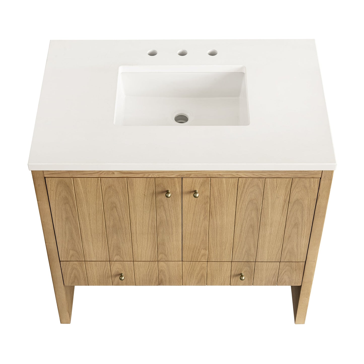 James Martin Vanities Hudson 36" Light Natural Oak Single Vanity With 3 cm White Zeus Top