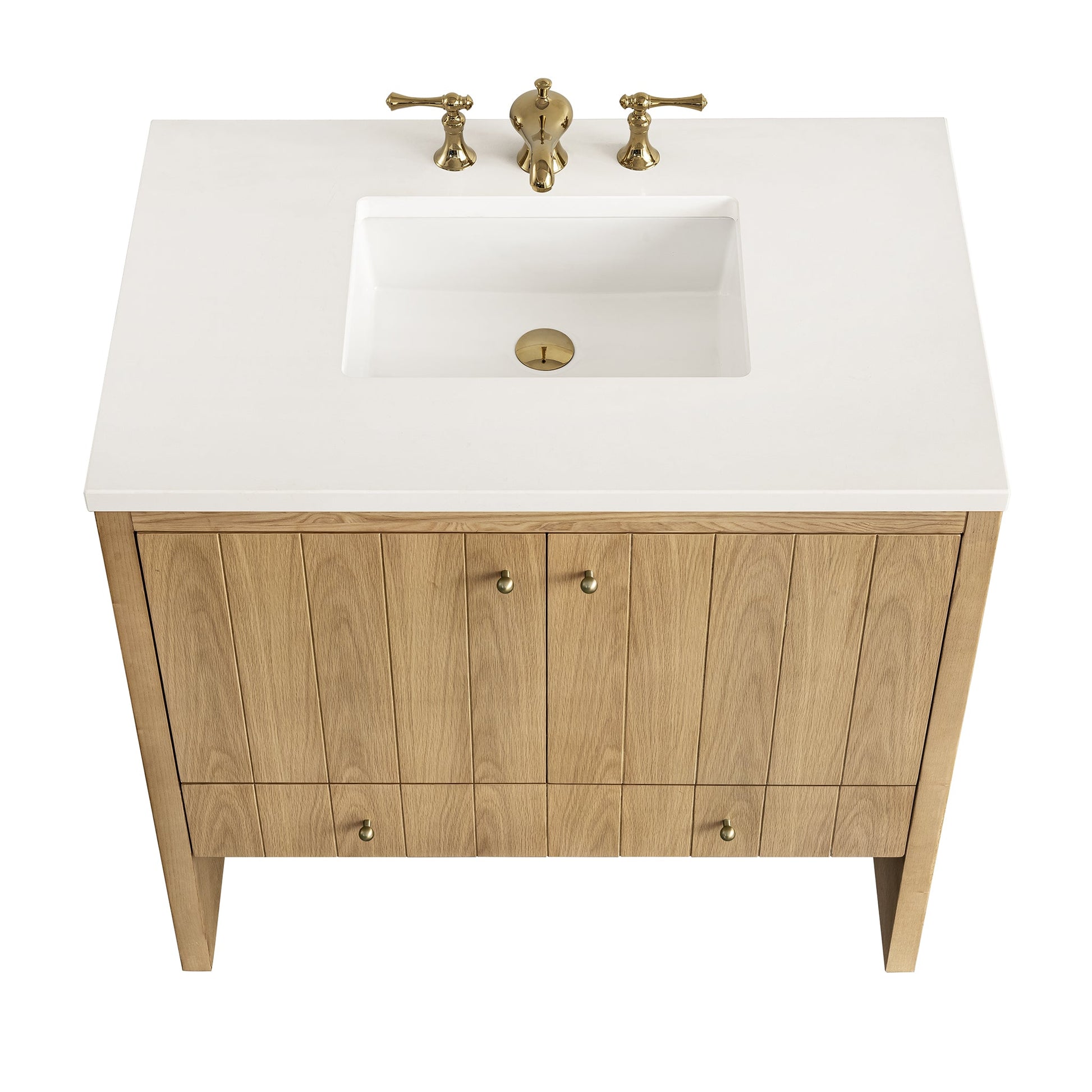 James Martin Vanities Hudson 36" Light Natural Oak Single Vanity With 3 cm White Zeus Top