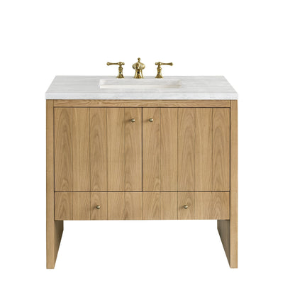 James Martin Vanities Hudson 36" Light Natural Oak Single Vanity With 3cm Arctic Fall Top