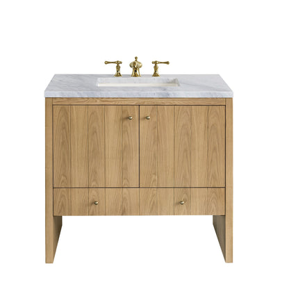 James Martin Vanities Hudson 36" Light Natural Oak Single Vanity With 3cm Carrara Marble Top