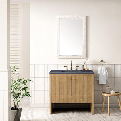 James Martin Vanities Hudson 36" Light Natural Oak Single Vanity With 3cm Charcoal Soapstone Top