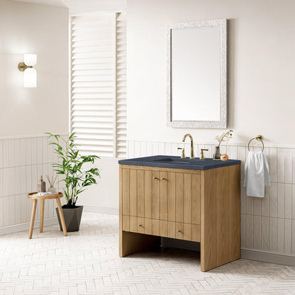 James Martin Vanities Hudson 36" Light Natural Oak Single Vanity With 3cm Charcoal Soapstone Top