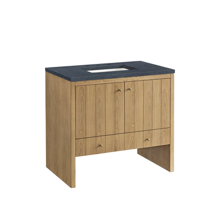 James Martin Vanities Hudson 36" Light Natural Oak Single Vanity With 3cm Charcoal Soapstone Top