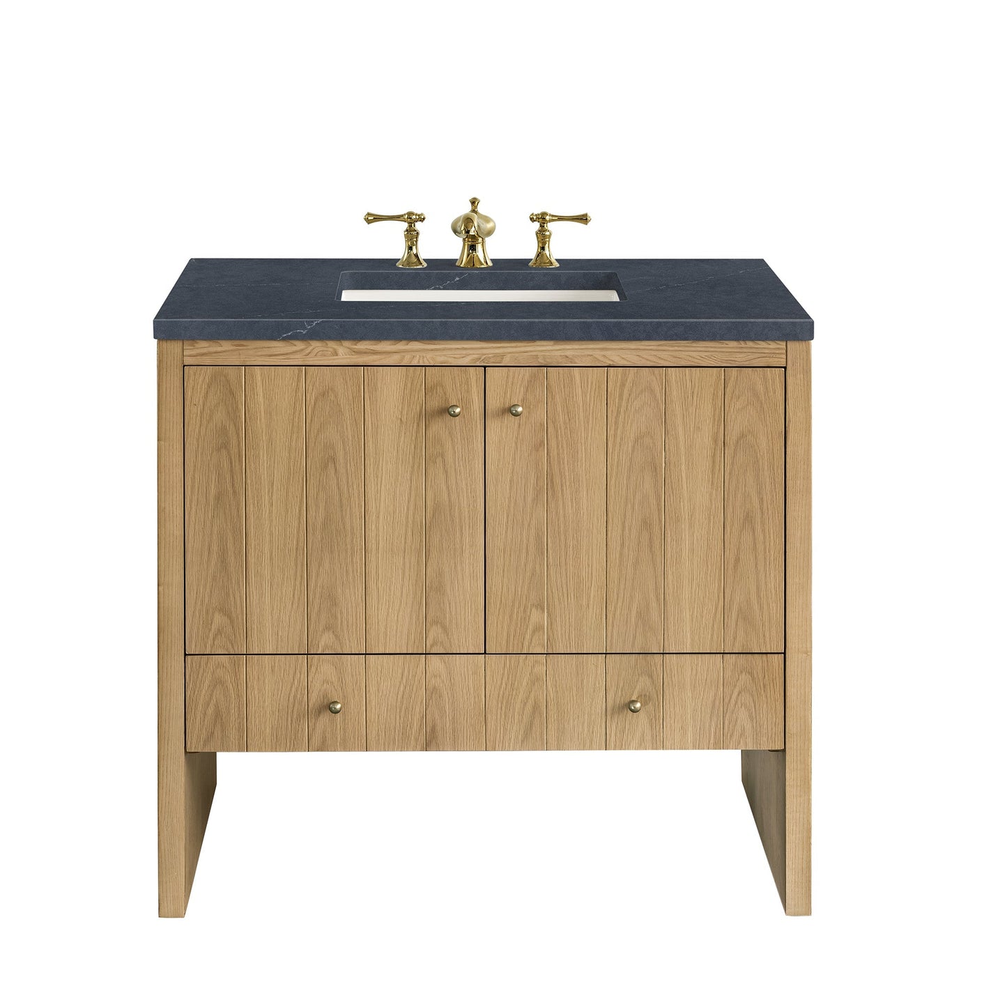 James Martin Vanities Hudson 36" Light Natural Oak Single Vanity With 3cm Charcoal Soapstone Top