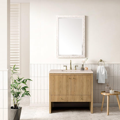 James Martin Vanities Hudson 36" Light Natural Oak Single Vanity With 3cm Eternal Marfil Top