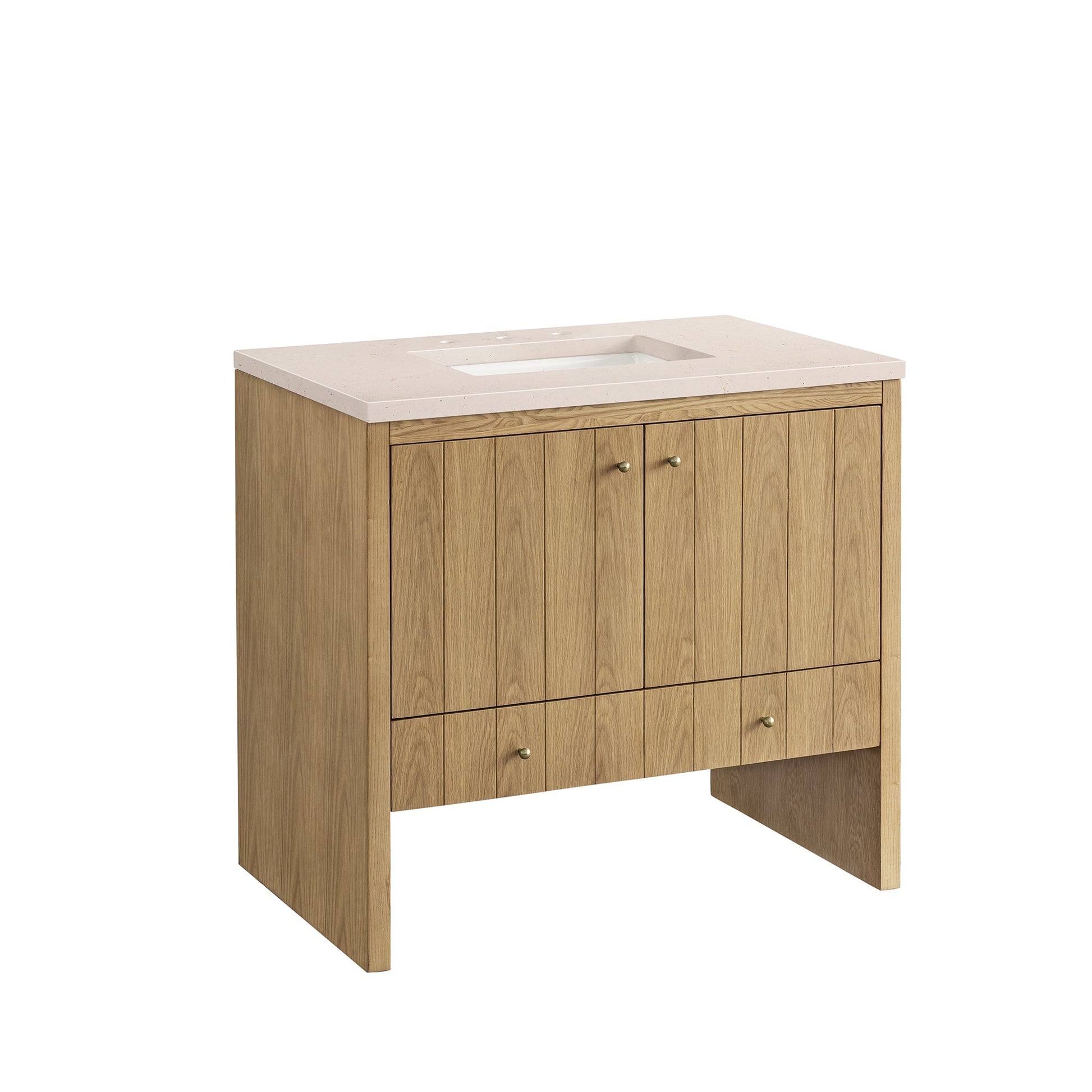 James Martin Vanities Hudson 36" Light Natural Oak Single Vanity With 3cm Eternal Marfil Top