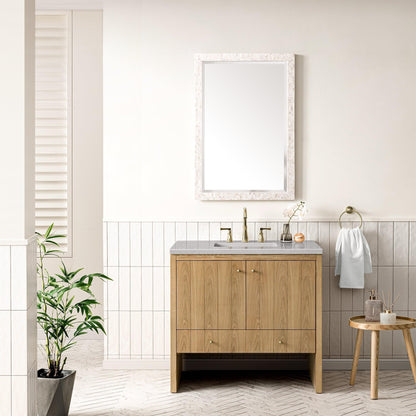 James Martin Vanities Hudson 36" Light Natural Oak Single Vanity With 3cm Eternal Serena Top