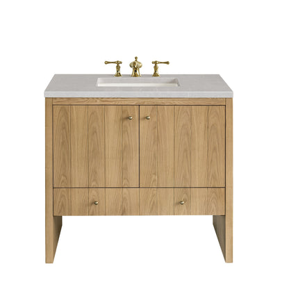 James Martin Vanities Hudson 36" Light Natural Oak Single Vanity With 3cm Eternal Serena Top