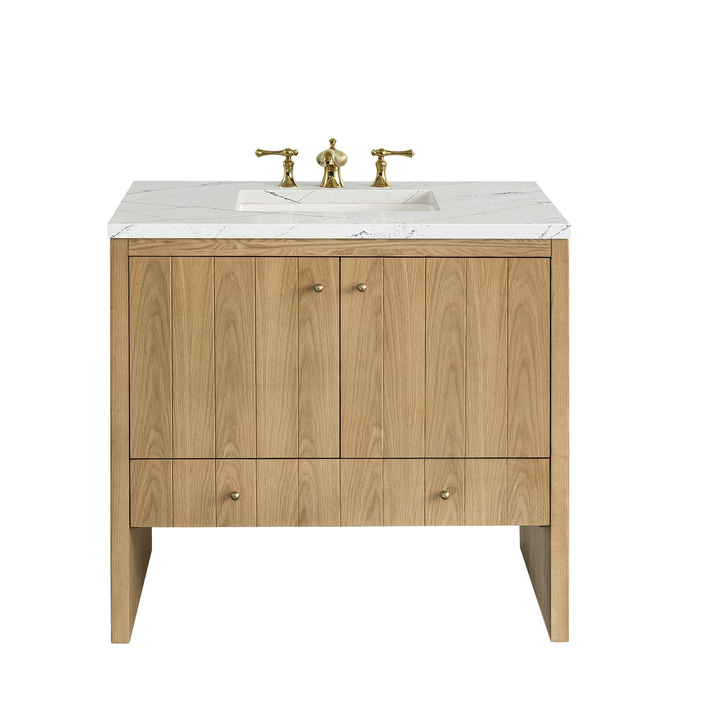 James Martin Vanities Hudson 36" Light Natural Oak Single Vanity With 3cm Ethereal Noctis Top