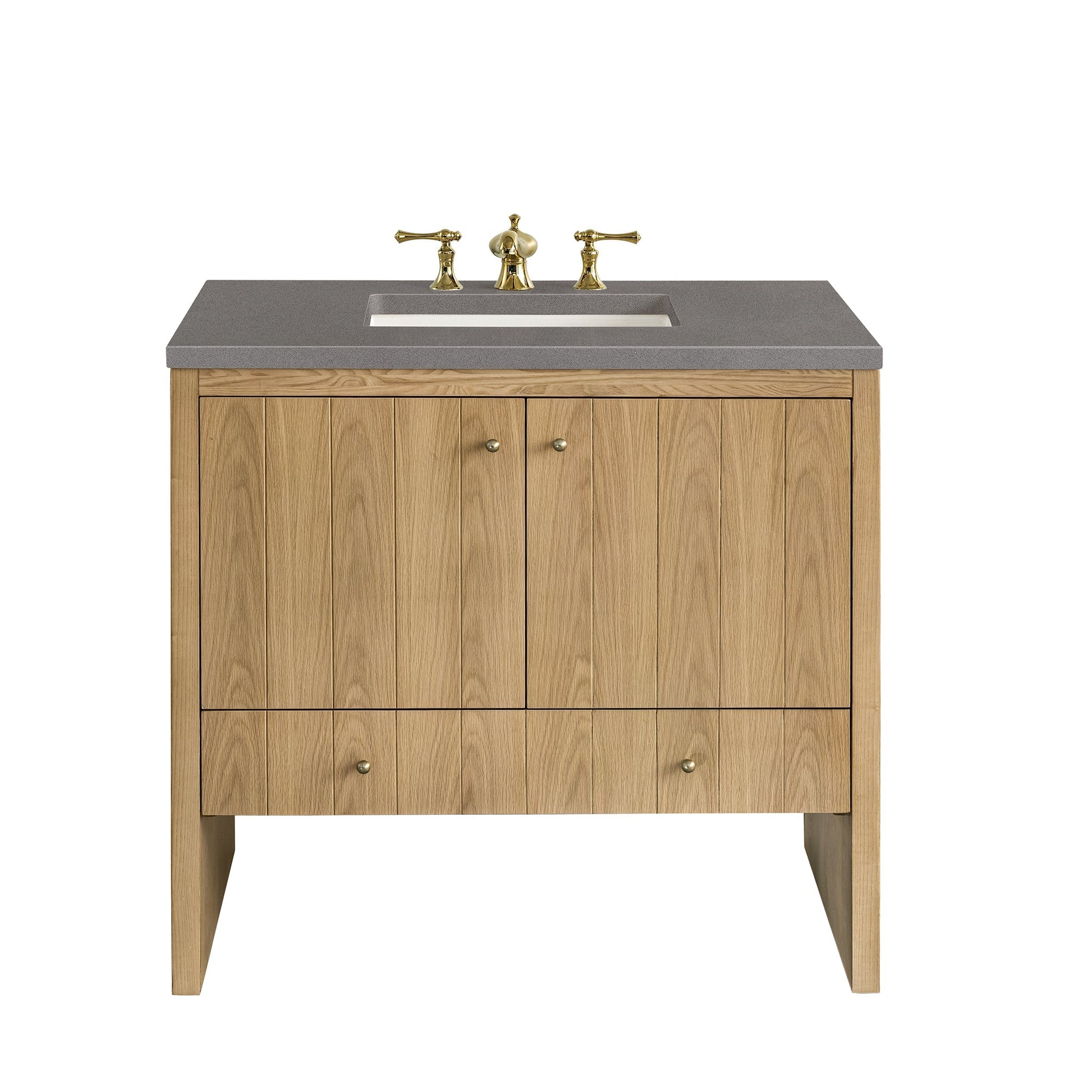 James Martin Vanities Hudson 36" Light Natural Oak Single Vanity With 3cm Grey Expo Top