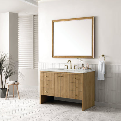 James Martin Vanities Hudson 48" Light Natural Oak Single Vanity With 3 cm Lime Delight Top