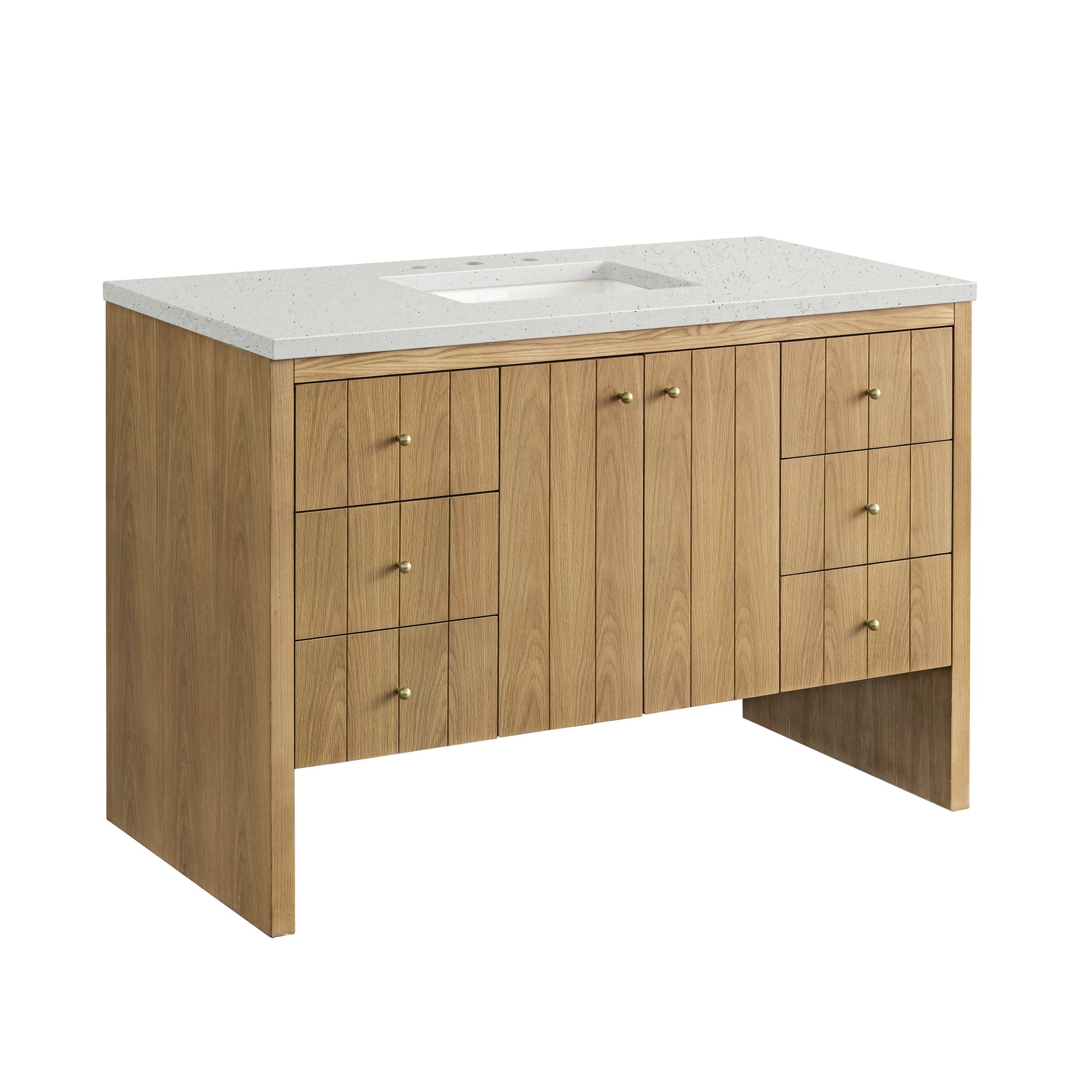 James Martin Vanities Hudson 48" Light Natural Oak Single Vanity With 3 cm Lime Delight Top