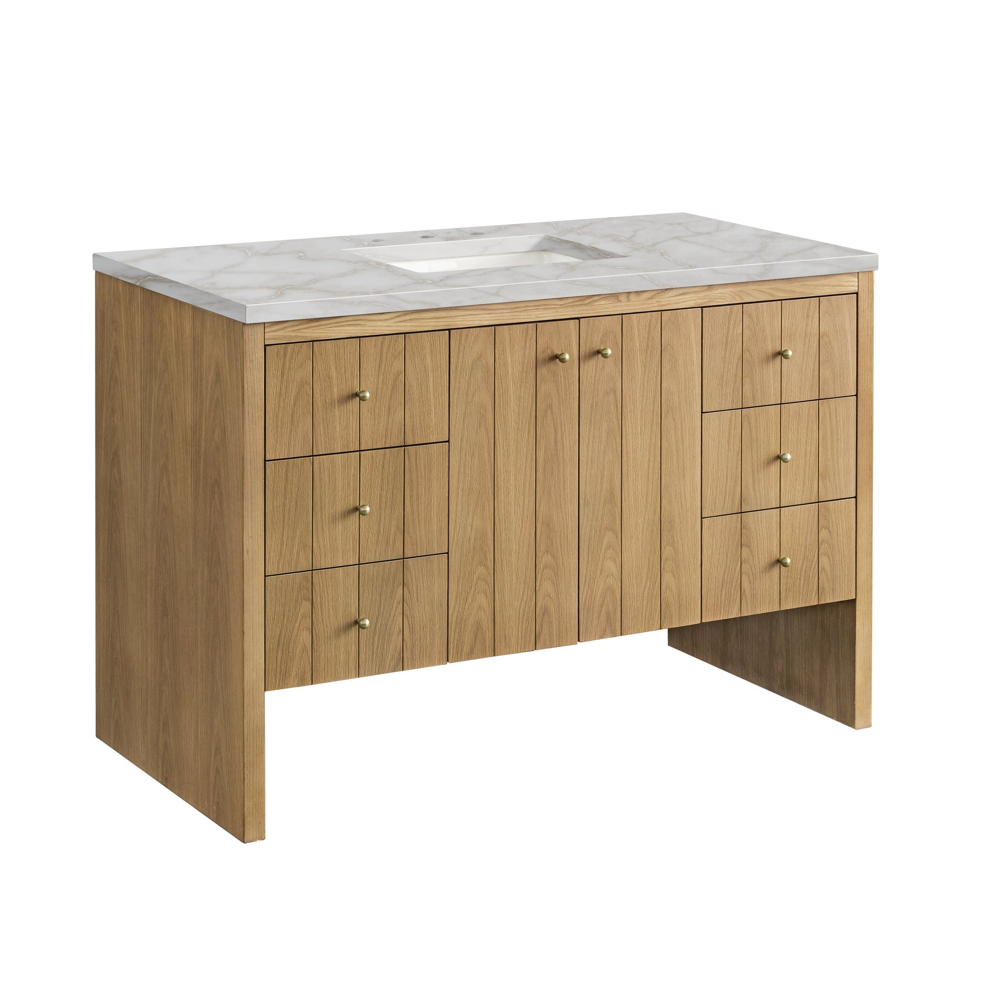 James Martin Vanities Hudson 48" Light Natural Oak Single Vanity With 3 cm Victorian Silver Top