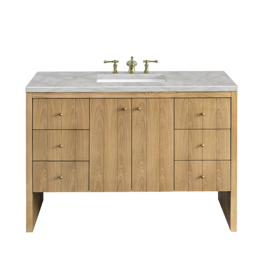 James Martin Vanities Hudson 48" Light Natural Oak Single Vanity With 3 cm Victorian Silver Top