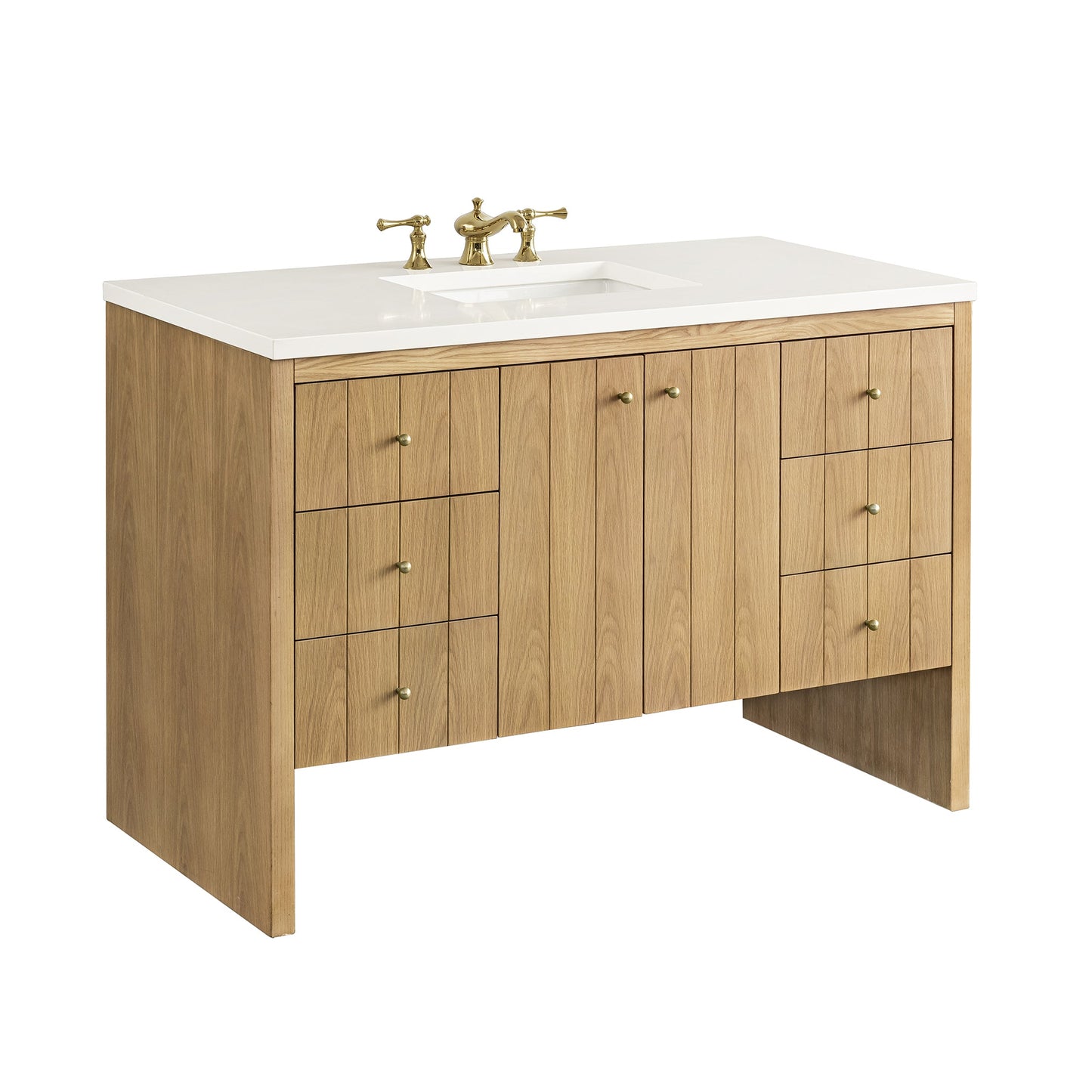 James Martin Vanities Hudson 48" Light Natural Oak Single Vanity With 3 cm White Zeus Top