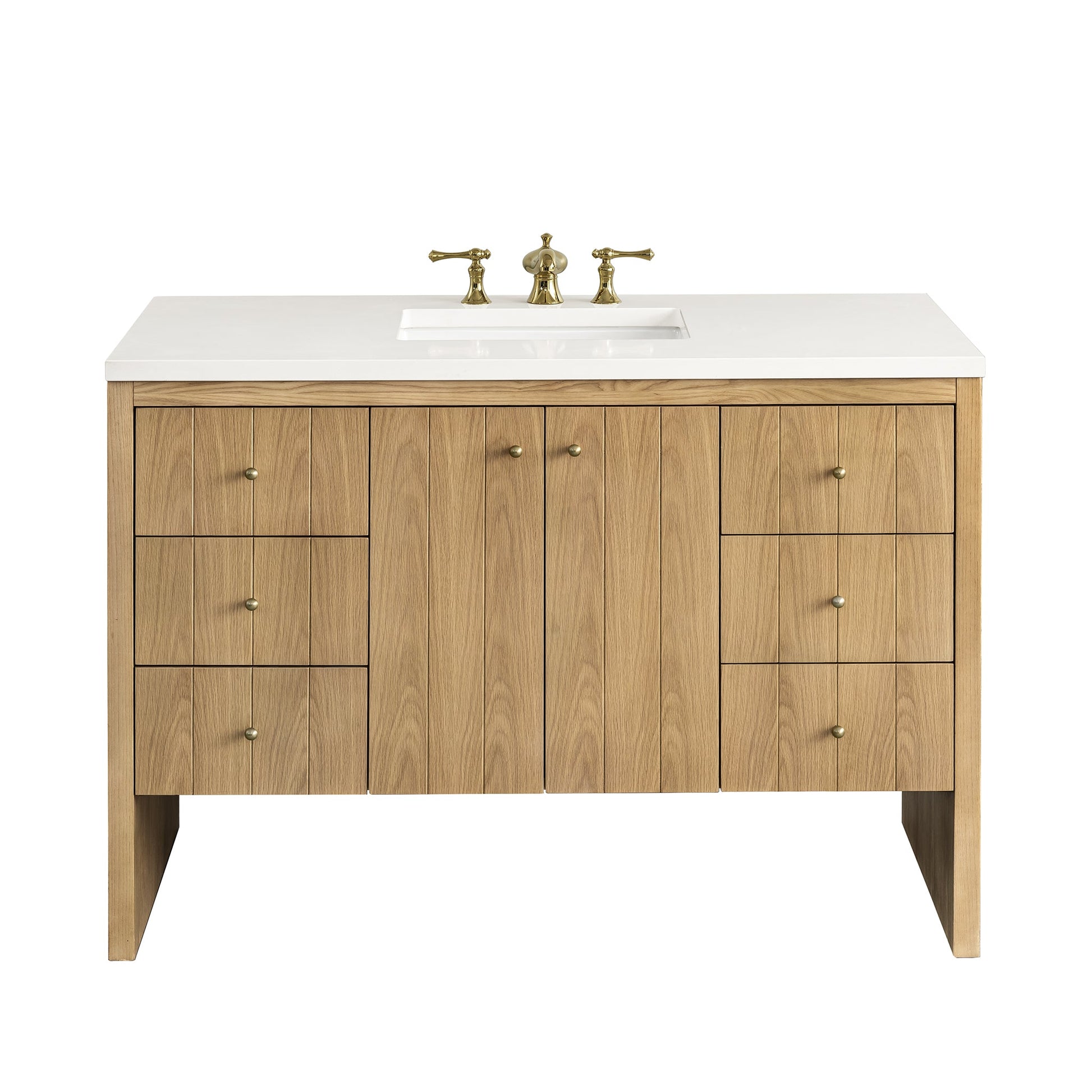 James Martin Vanities Hudson 48" Light Natural Oak Single Vanity With 3 cm White Zeus Top