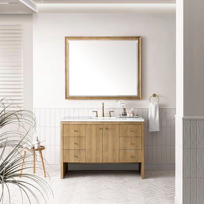 James Martin Vanities Hudson 48" Light Natural Oak Single Vanity With 3 cm White Zeus Top