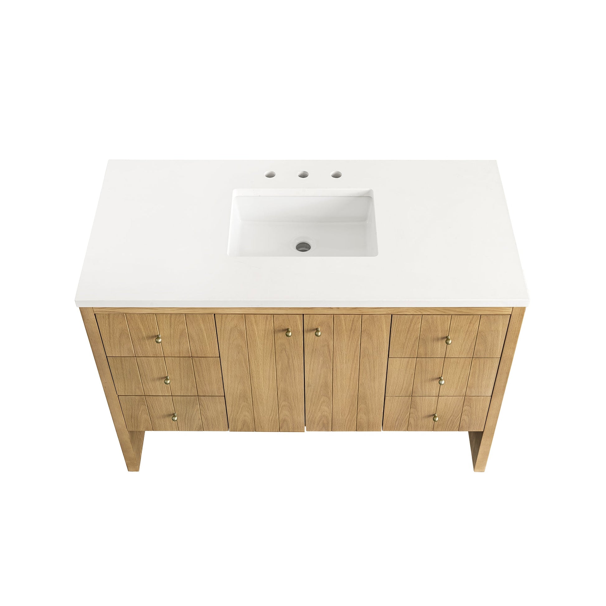 James Martin Vanities Hudson 48" Light Natural Oak Single Vanity With 3 cm White Zeus Top