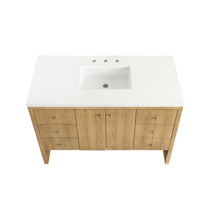 James Martin Vanities Hudson 48" Light Natural Oak Single Vanity With 3 cm White Zeus Top