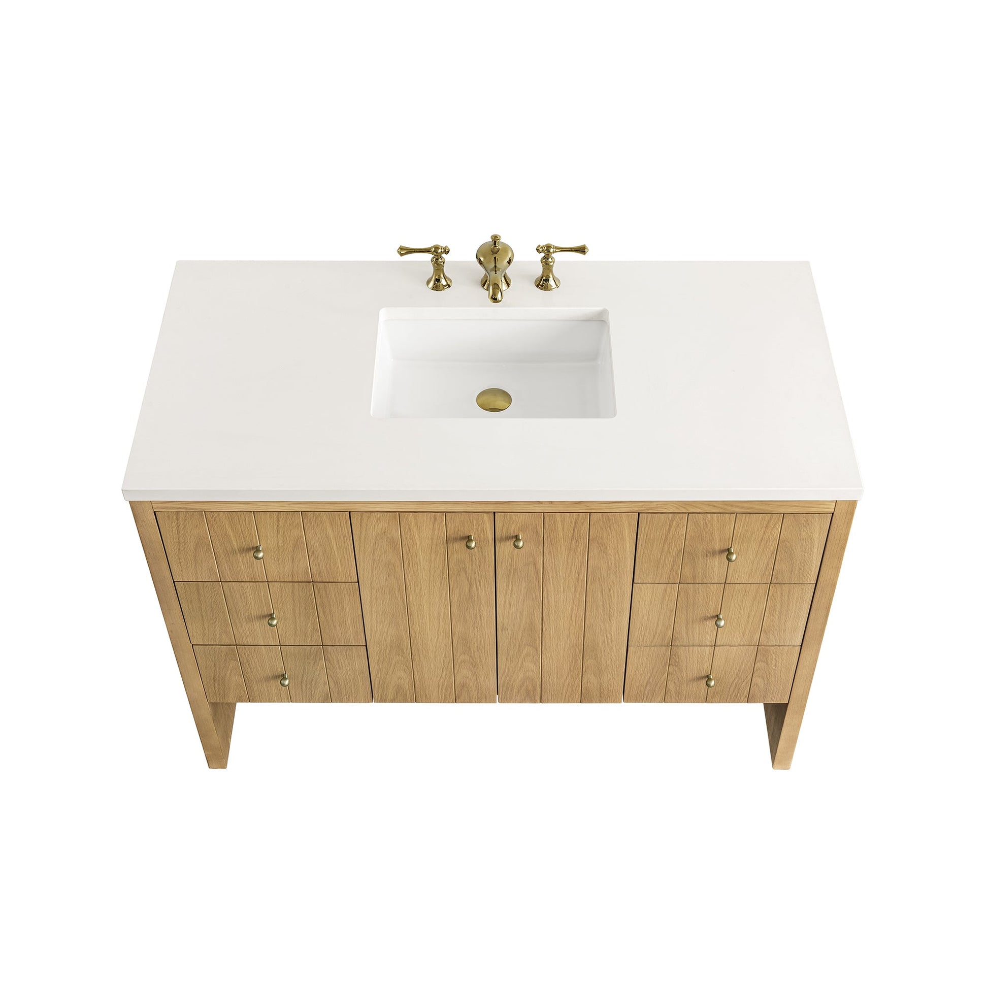 James Martin Vanities Hudson 48" Light Natural Oak Single Vanity With 3 cm White Zeus Top