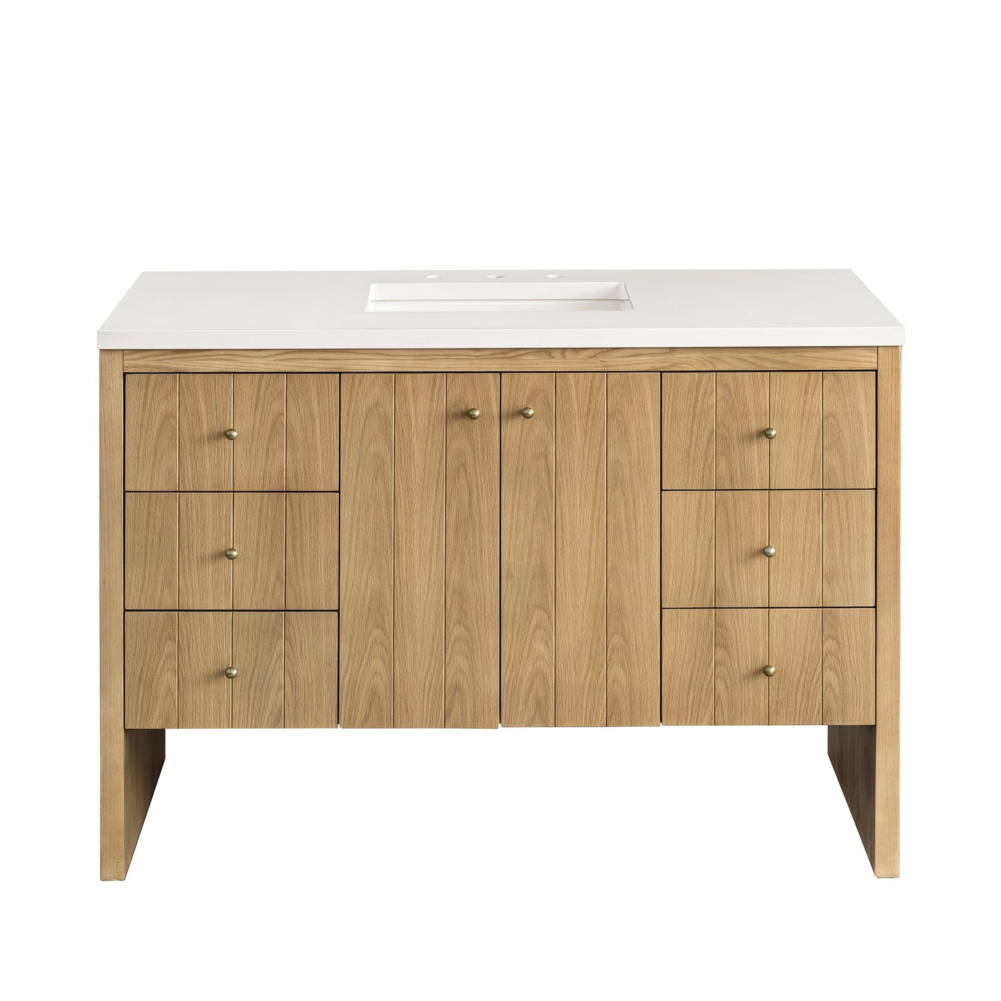 James Martin Vanities Hudson 48" Light Natural Oak Single Vanity With 3 cm White Zeus Top