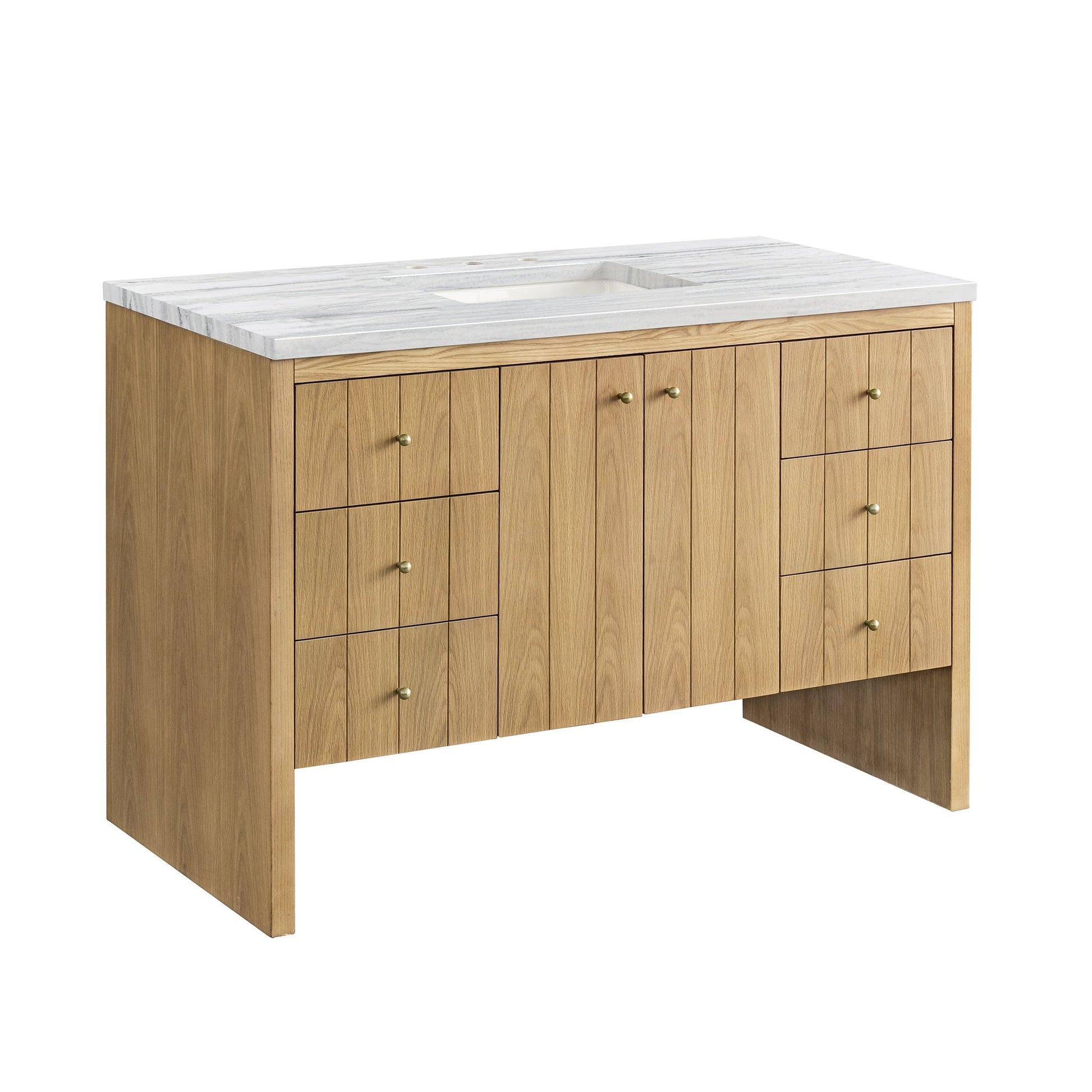 James Martin Vanities Hudson 48" Light Natural Oak Single Vanity With 3cm Arctic Fall Top