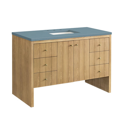 James Martin Vanities Hudson 48" Light Natural Oak Single Vanity With 3cm Cala Blue Top