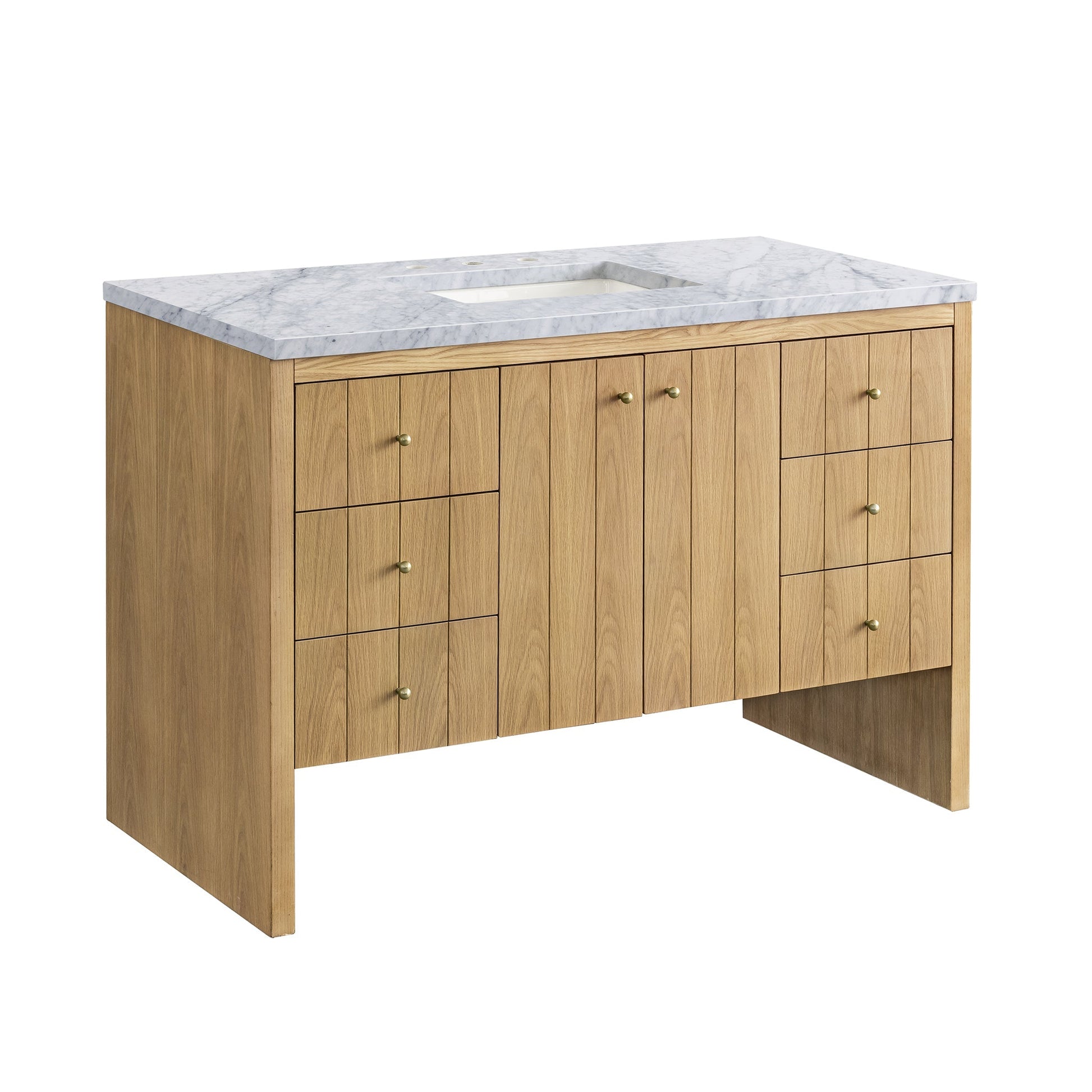 James Martin Vanities Hudson 48" Light Natural Oak Single Vanity With 3cm Carrara Marble Top