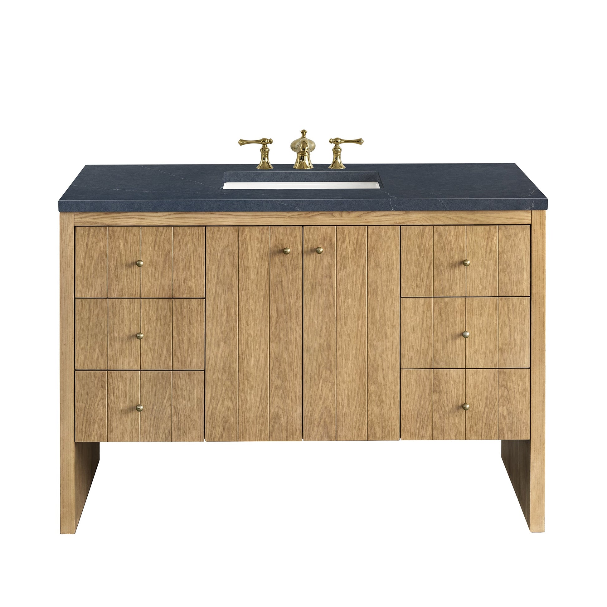 James Martin Columbia 24 Single Bathroom Vanity in Ash Gray and Radiant  Gold with 5 cm White Glossy Stone Top and Rectangular Sink