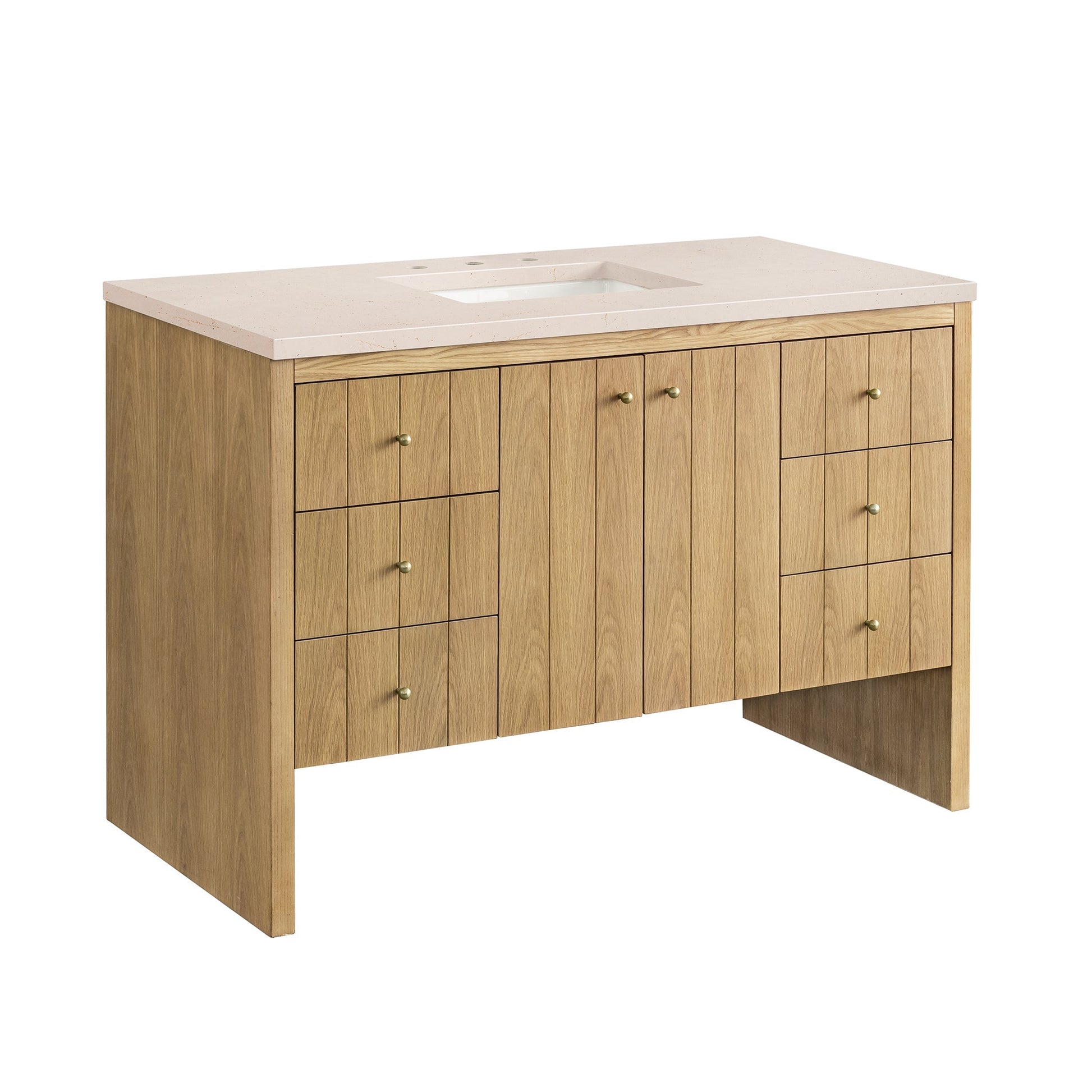 James Martin Vanities Hudson 48" Light Natural Oak Single Vanity With 3cm Eternal Marfil Top