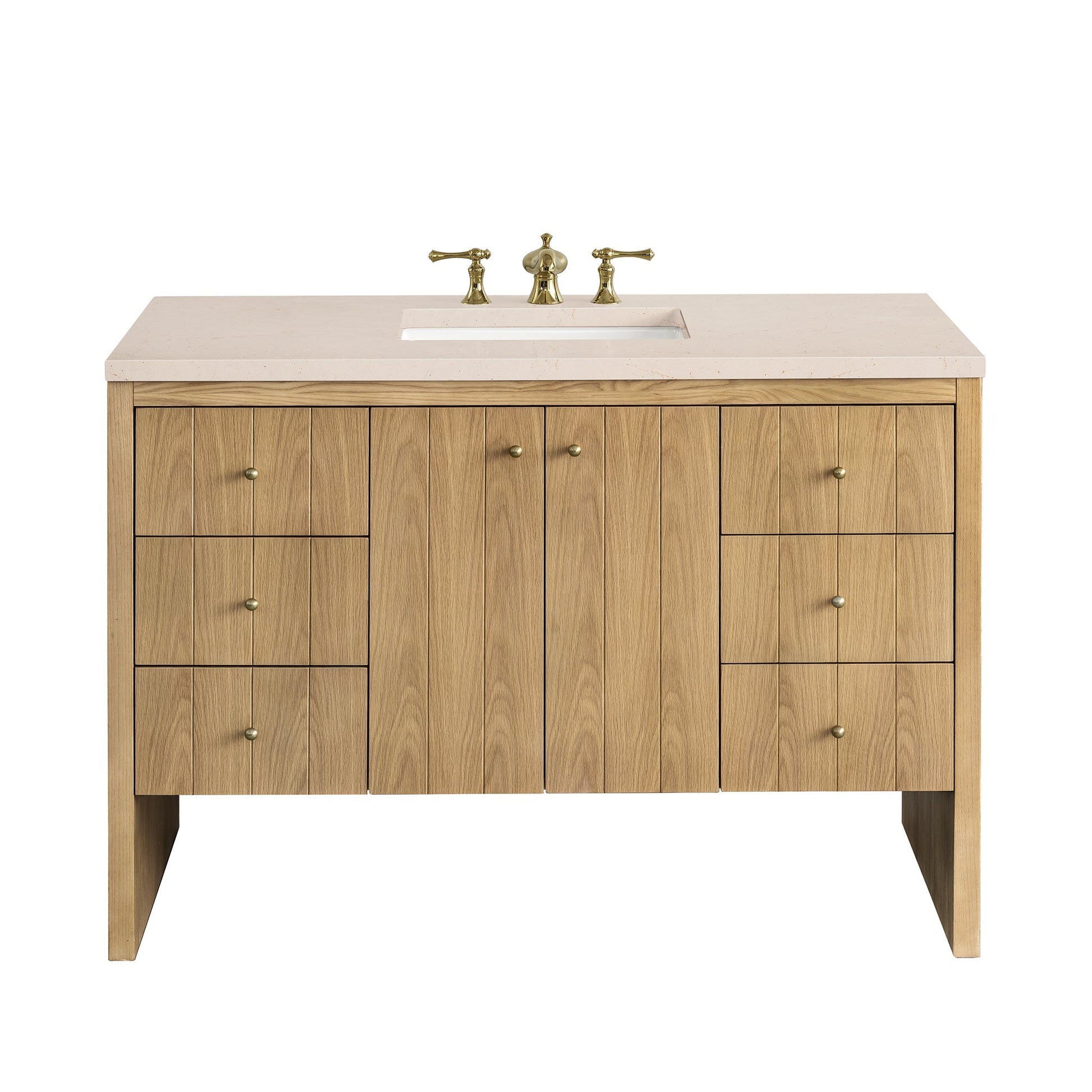 James Martin Vanities Hudson 48" Light Natural Oak Single Vanity With 3cm Eternal Marfil Top